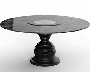 Frames Art. T12, Table ronde avec plateau en marbre noir marquinia