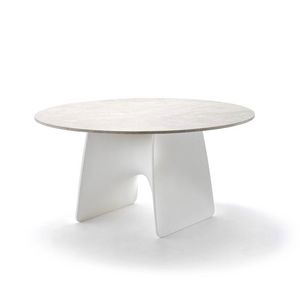 Lux, Table avec plateau en pierre naturelle, aux formes douces