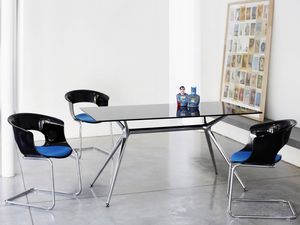 Metropolis 160x90 cm, Table, structure mtallique rectangulaire et plateau en verre