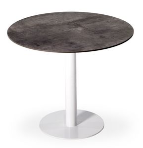 Stile, Table en mtal ronde avec plateau en bois