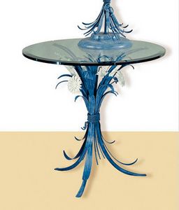 T.3600/3, Table ronde bleue avec plateau en verre