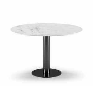 Table  manger ronde en marbre avec base en mtal, Table  manger avec plateau en marbre