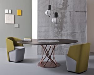 Tori, Design table, plateau en verre, pour la salle  manger