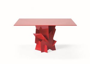 Diamante, Table avec base en aluminium construit sans soudures pour un look élégant, plateau en verre