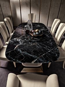 Diamond table, Table avec plateau en verre effet marbre