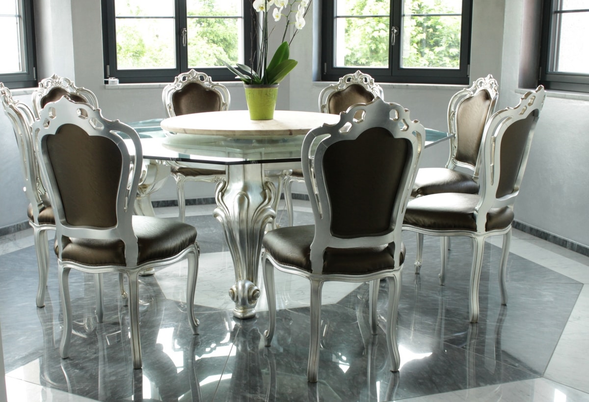 Table Salle à manger Baroque blanche Extensible - Vilta