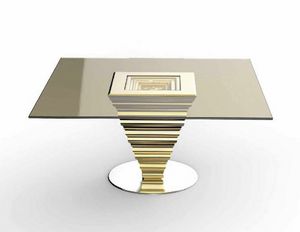 Frames Art. T13, Table élégante avec plateau en cristal bronzé