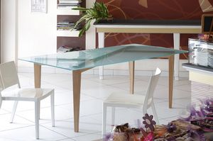 Gestalt, Table en bois avec plateau en verre pour salle  manger