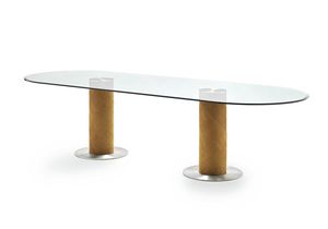Rolling B, Table avec plateau en verre ovale