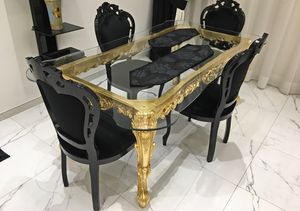 Royal, Table  manger baroque, avec plateau en verre