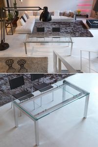 s76 edoardo, Table extensible avec structure en mtal et plateau en verre