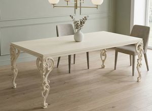 Art. 1877/T, Table � manger en bois, avec pieds sculpt�s et perfor�s