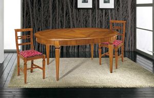Art. 83, Table en bois avec plateau ovale en marqueterie