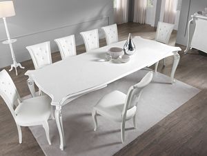 Chanel table rectangulaire, Table à manger extensible, décorée à la main