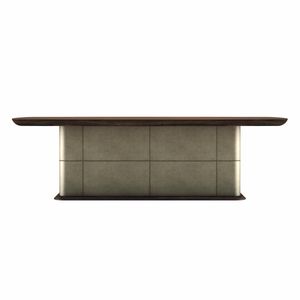 Nevada table, Table rectangulaire avec base en cuir