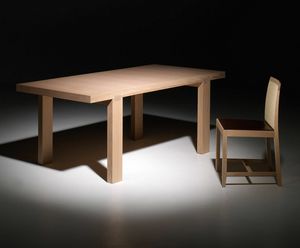 Tavira PR.0010, Table contemporaine en chêne avec pieds orthogonaux