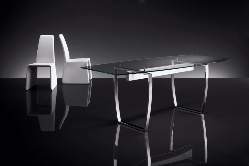 ART. 258/F DIAMOND TABLE, Tables avec base en métal, en verre transparent top