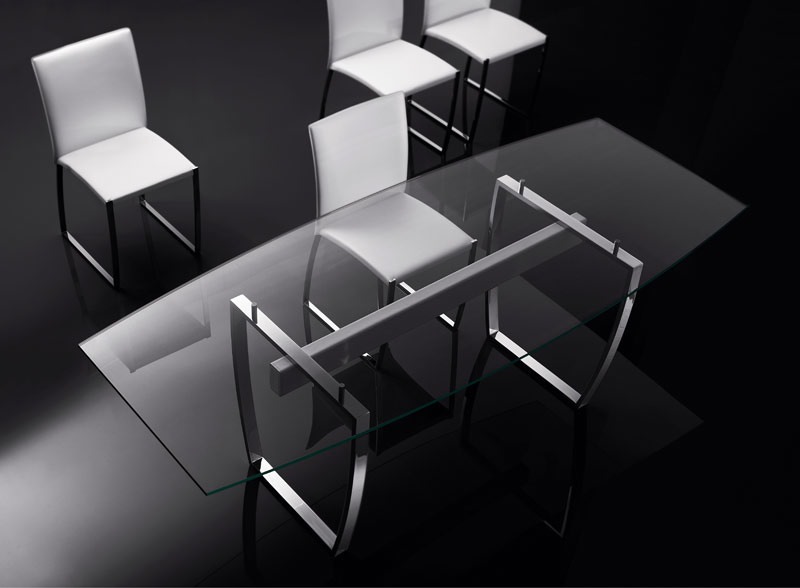 ART. 258/F DIAMOND TABLE, Tables avec base en métal, en verre transparent top