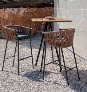 FRIDA SG, Tabouret d'ext�rieur en aluminium, avec tressage en caoutchouc