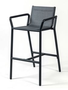 LIMA SG, Tabouret avec accoudoirs, en aluminium et textil�ne