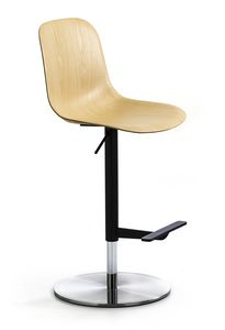 Mni Wood ST-ADJ, Tabouret pivotant avec assise en bois