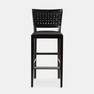 Chicago 124 tabouret, Tabouret avec dossier en cuir tress  la main