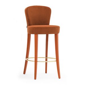 Euforia 00181, Tabouret de bar en bois massif, assise et dossier rembourrs, recouverts de tissu, style moderne