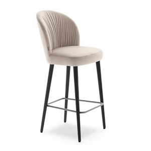 Rose 03085L, Tabouret en bois, rembourr�, avec rev�tement pliss�