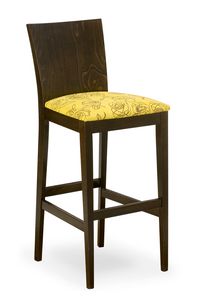 Sirio stool, Tabouret en bois avec assise rembourre