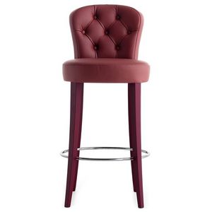 Euforia 00181K, Barstool en bois massif, assise et dossier tapisss