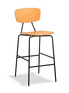 Fraser SG, Tabouret en mtal et bois plaqu htre