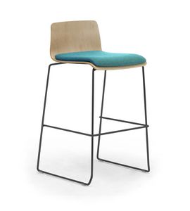 Zerosedici Wood stool, Tabouret avec pitement luge en mtal