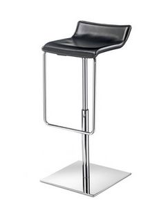 Asolo, Tabouret minimale avec base en mtal, assise en cuir