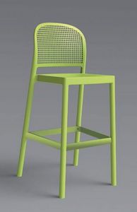 Panama Stool, Tabouret avec dossier dans un style moderne, pour le ct extrieur