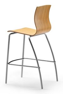 WEBWOOD 353 H, Tabouret haut avec base en mtal, coque en bois