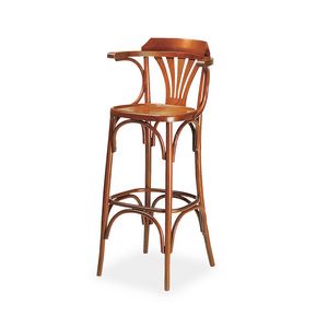 Strauss SGA, Tabouret en bois avec accoudoirs, style viennois