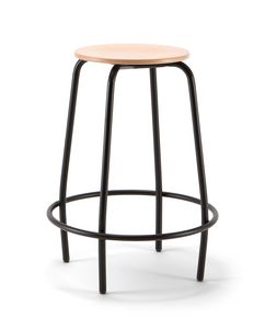 Mea Wood 04, Tabouret fixe avec assise en bois