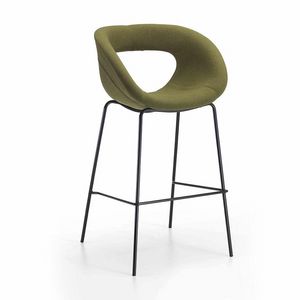 Moema Stool 75 tapiss, Tabouret rembourr, sur base en mtal