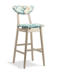 Moony SG, Tabouret en bois avec assise et dossier rembourrs