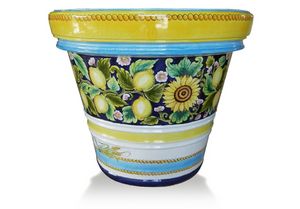 Lemon-Pot Limoni e Girasoli, Vase en terre cuite dcor  la main