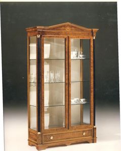 2480 VITRINE, Vitrine en bois avec 2 portes en verre, style classique