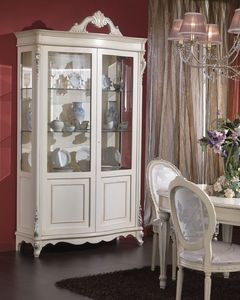 3440 VITRINE, Cabinet plaqu avec 2 portes et tagres en verre