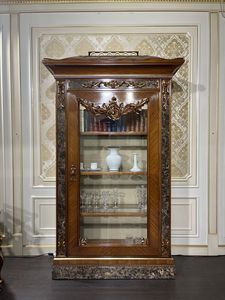 Art. 9000/01 vitrine 1 porte Luigi XV, Vitrine de style classique, avec inserts en marbre et nacre