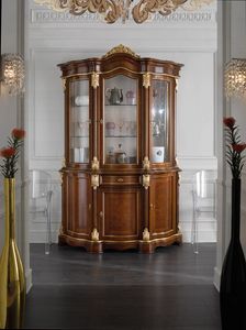 Brianza armoire en verre 3 portes, Vitrine classique, avec façades en bruyère
