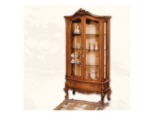 Display Cabinet art. 06, Vitrine en bois avec des portes, de style Louis XV