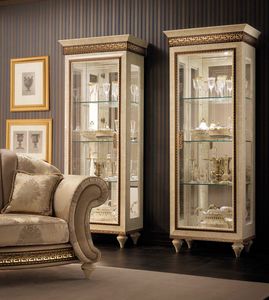 Fantasia 1 porte armoire, Vitrine classique, avec fond de miroir