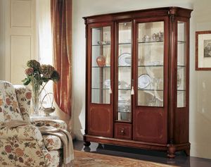 Gardenia Vitrine 3 portes, Vitrine avec 3 portes, avec le verre incurv, dans un style classique