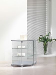 ALLdesign 70/B, Vitrine d'angle, sur roulettes