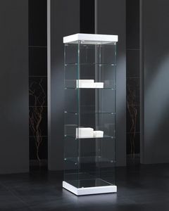 Black&White 5/S, Vitrine en verre tremp,  base carre