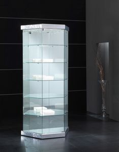 Black&White 9/TR, Vitrine en cuir avec base trapzodale